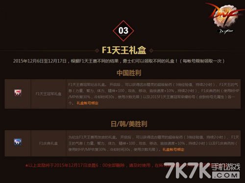 DNF2015F1天王赛直播活动 FI天王礼盒等你来拿